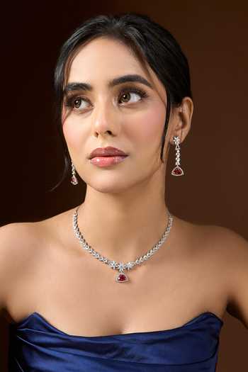 Nazaakat By Samara Singh Silver Plated Stone Studded Necklace Set Online at Aza Fashions Nazaakat By Samara Singh_Silver Plated Stone Studded Necklace Set _Online_at_Aza_Fashions