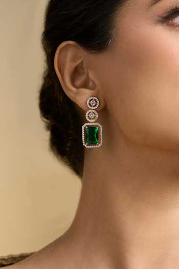 Nazaakat By Samara Singh Green Stone Studded Earrings Online at Aza Fashions Nazaakat By Samara Singh_Green Stone Studded Earrings _Online_at_Aza_Fashions