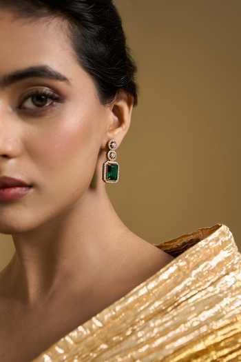 Buy Nazaakat By Samara Singh Green Stone Studded Earrings Online at Aza Fashions Buy_Nazaakat By Samara Singh_Green Stone Studded Earrings _Online_at_Aza_Fashions