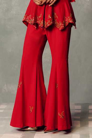 Buy Dolly J Red Crepe V-neck Crimson Dynasty Kurta Set Online at Aza Fashions Buy_Dolly J_Red Crepe V-neck Crimson Dynasty Kurta Set _Online_at_Aza_Fashions