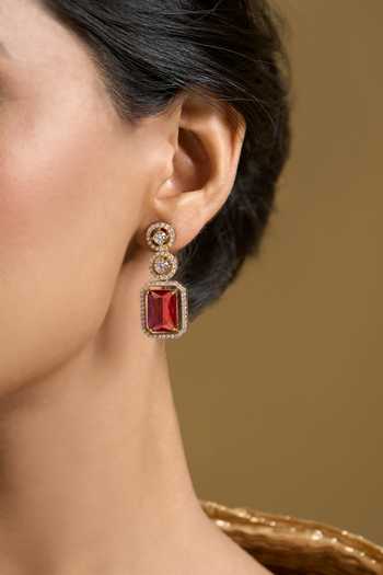 Shop Nazaakat By Samara Singh Red Stone Studded Earrings Online at Aza Fashions Shop_Nazaakat By Samara Singh_Red Stone Studded Earrings _Online_at_Aza_Fashions