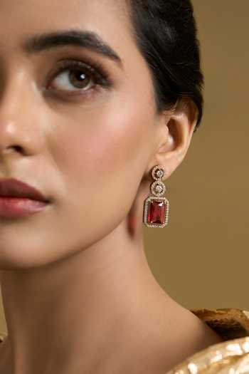 Buy Nazaakat By Samara Singh Red Stone Studded Earrings Buy_Nazaakat By Samara Singh_Red Stone Studded Earrings