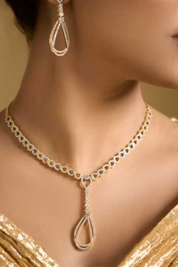 Buy_Nazaakat By Samara Singh_Gold Plated Cutout Pendant Necklace Set 