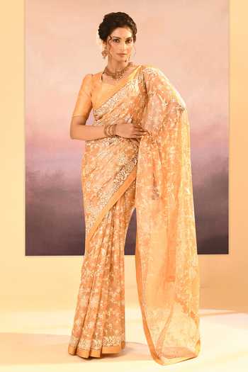 Buy_singhanias_Gold Tissue Saree With Running Blouse Fabric 
