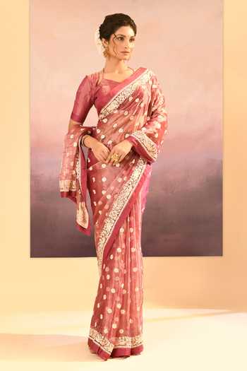 Buy_singhanias_Pink Tissue Saree With Running Blouse Fabric 