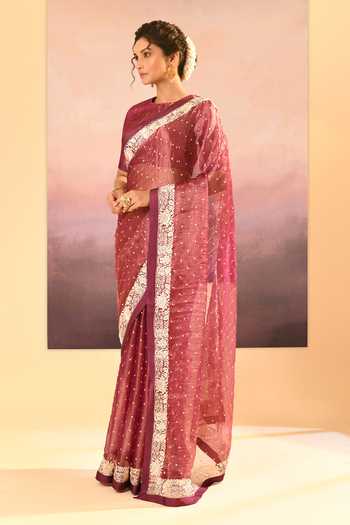 Buy_singhanias_Purple Tissue Saree With Running Blouse Fabric _Online_at_Aza_Fashions