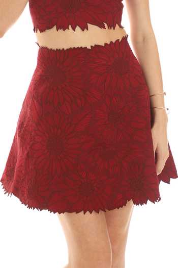 Buy Parneet Gujral Maroon Crepe Embroidered Short Skirt Buy_Parneet Gujral_Maroon Crepe Embroidered Short Skirt