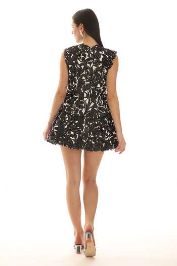 Buy Parneet Gujral Black Crepe Round Neck Floral Thread Embroidered Dress Online at Aza Fashions Buy_Parneet Gujral_Black Crepe Round Neck Floral Thread Embroidered Dress _Online_at_Aza_Fashions