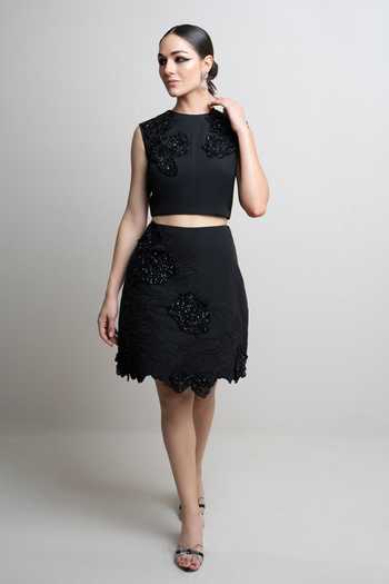Parneet Gujral Sequin Embroidered Crop Top 