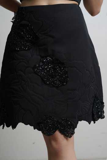Parneet Gujral_Black Crepe Cutwork Embroidered Skirt _Online_at_Aza_Fashions