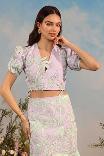 Parneet Gujral Floral Embroidered Crop Top 