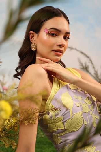 Buy_Parneet Gujral_Purple Crepe One Shoulder Embroidered Top _Online_at_Aza_Fashions