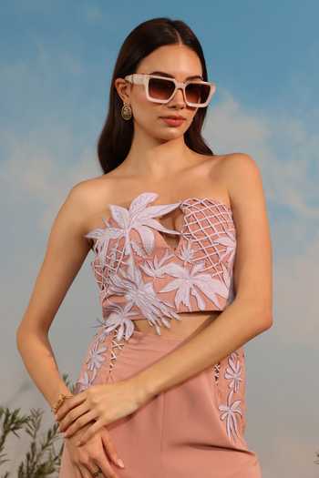 Parneet Gujral 3D Floral Applique Work Crop Top 