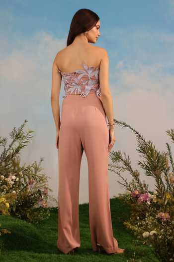 Parneet Gujral 3D Floral Applique Work Crop Top 