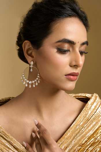 Nazaakat By Samara Singh White Kundan Studded Earrings at Aza Fashions Nazaakat By Samara Singh_White Kundan Studded Earrings _at_Aza_Fashions