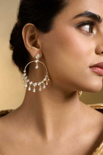 Buy Nazaakat By Samara Singh White Kundan Studded Earrings Buy_Nazaakat By Samara Singh_White Kundan Studded Earrings