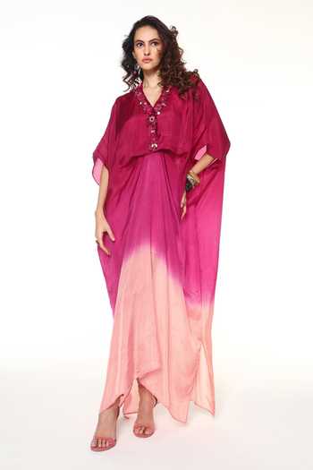 CAPISVIRLEO Alba Shaded Ruby Kaftan 