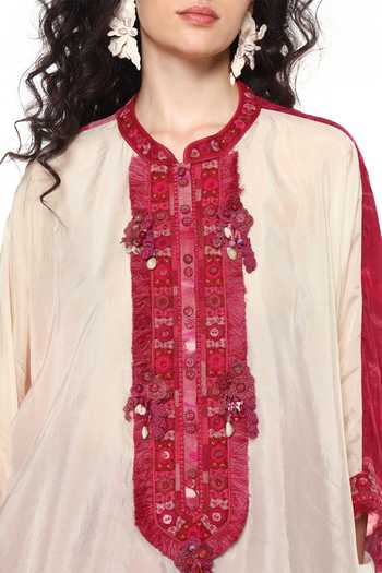 Shop_CAPISVIRLEO_Ivory Silk Mandarin Collar Azalea Shirt With Alesta Tie Dye Balloon Pant Set 