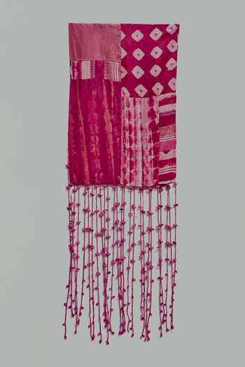 CAPISVIRLEO_Pink Tassels, Fringe Corus Tie Dye Stole _at_Aza_Fashions