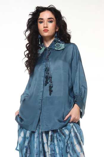 CAPISVIRLEO Elara Crochet Collar Shirt 