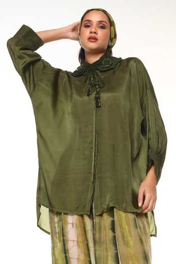 CAPISVIRLEO Elara Crochet Collar Shirt 