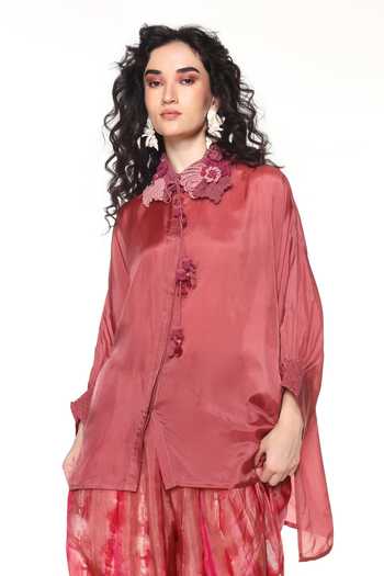 CAPISVIRLEO Elara Crochet Collar Shirt 