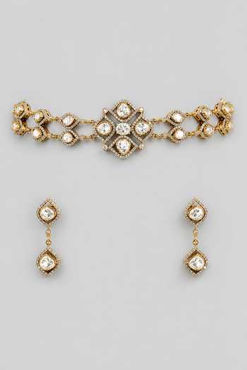 Zevar By Geeta Polki Embellished Cutwork Choker Set 