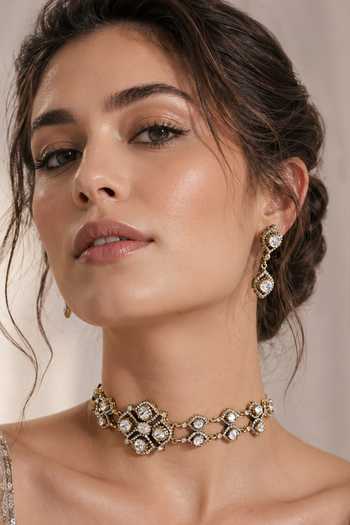Zevar By Geeta Polki Embellished Cutwork Choker Set 