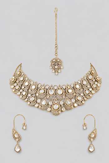 Zevar By Geeta Dramatic Polki Embellished Necklace Set 