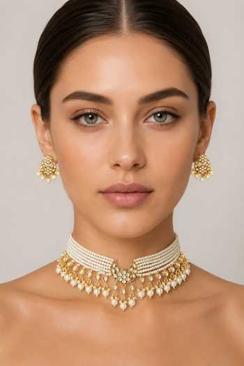 Zevar By Geeta Centre Crescent Choker Set 