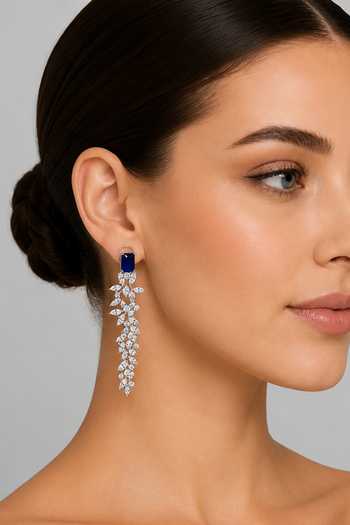 Zevar By Geeta Sapphire Stone Embellished Dangler Earrings 