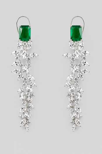 Zevar By Geeta Emerald Stone Embellished Dangler Earrings 