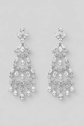 Zevar By Geeta Faux Diamond Studded Dangler Earrings 