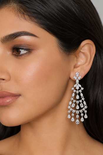 Zevar By Geeta Faux Diamond Studded Dangler Earrings 