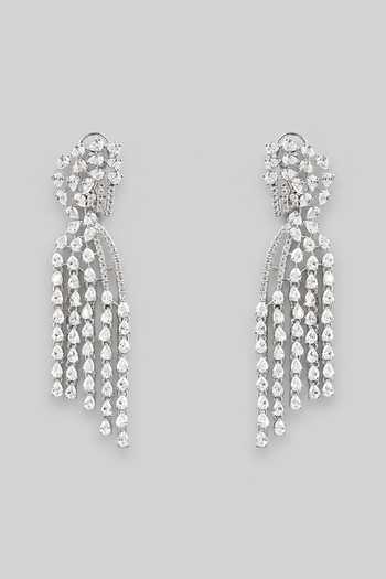 Zevar By Geeta Faux Diamond Studded Tassel Earrings 