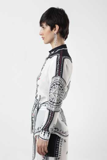 Shop Limerick By Abirr N' Nanki Black Crepe Collared Neck, Eller Talesa Embroidered Shirt Online at Aza Fashions Shop_Limerick By Abirr N' Nanki_Black Crepe Collared Neck, Eller Talesa Embroidered Shirt _Online_at_Aza_Fashions