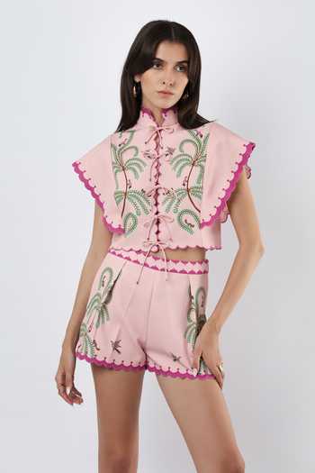 Limerick By Abirr N' Nanki Philip Scalloped Embroidered Shorts 