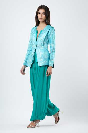 Shop Limerick By Abirr N' Nanki Blue Georgette Sif Draped Pant Online at Aza Fashions Shop_Limerick By Abirr N' Nanki_Blue Georgette Sif Draped Pant _Online_at_Aza_Fashions