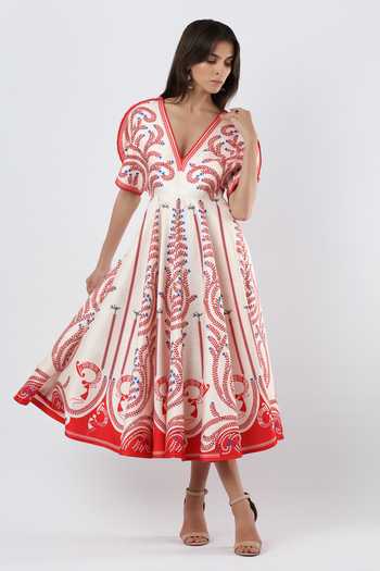 Limerick By Abirr N' Nanki Winslet Embroidered Midi Dress 