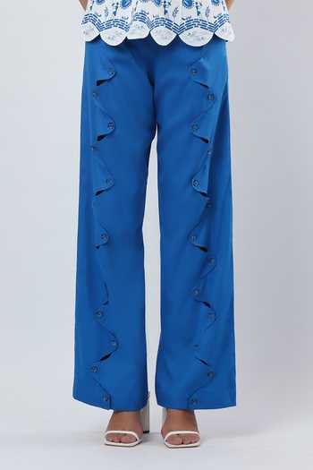 Buy Limerick By Abirr N' Nanki Blue Cotton Satin Cielo Pant Online at Aza Fashions Buy_Limerick By Abirr N' Nanki_Blue Cotton Satin Cielo Pant _Online_at_Aza_Fashions