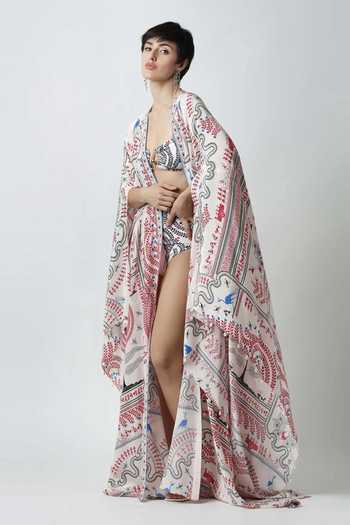 Limerick By Abirr N' Nanki Multi Color Crepe Open Neck Cassia Printed Cape Online at Aza Fashions Limerick By Abirr N' Nanki_Multi Color Crepe Open Neck Cassia Printed Cape _Online_at_Aza_Fashions