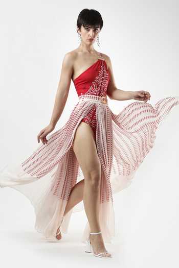 Limerick By Abirr N' Nanki Pink Georgette Thalia Printed Long Skirt Online at Aza Fashions Limerick By Abirr N' Nanki_Pink Georgette Thalia Printed Long Skirt _Online_at_Aza_Fashions