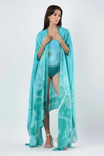 Buy Limerick By Abirr N' Nanki Blue Crepe Dona Warli Embroidered Cape Online at Aza Fashions Buy_Limerick By Abirr N' Nanki_Blue Crepe Dona Warli Embroidered Cape _Online_at_Aza_Fashions
