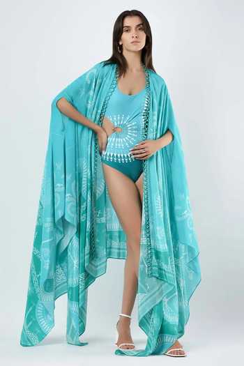 Shop Limerick By Abirr N' Nanki Blue Crepe Dona Warli Embroidered Cape Online at Aza Fashions Shop_Limerick By Abirr N' Nanki_Blue Crepe Dona Warli Embroidered Cape _Online_at_Aza_Fashions