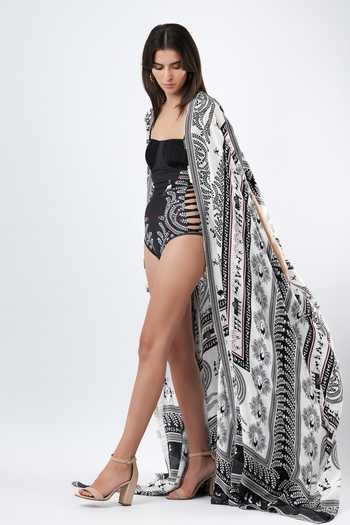 Limerick By Abirr N' Nanki Black Crepe Tullia Embroidered Cape at Aza Fashions Limerick By Abirr N' Nanki_Black Crepe Tullia Embroidered Cape _at_Aza_Fashions