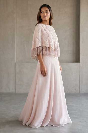 Two Sisters By Gyans Hand Embroidered Cape Lehenga Set