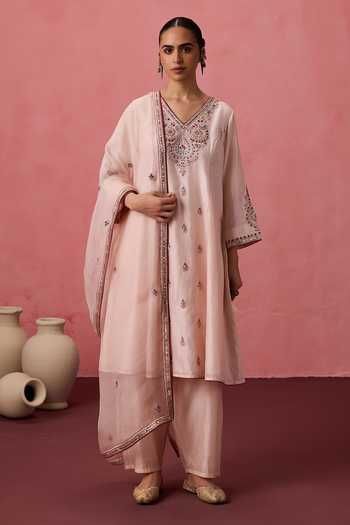 Janki India Neckline Embroidered Kurta Set 