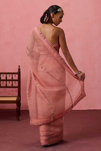 Janki India Embroidered Saree With Unstitched Blouse Piece 
