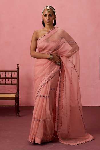 Janki India Embroidered Saree With Unstitched Blouse Piece 