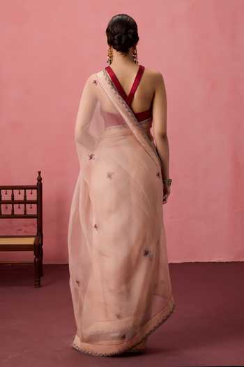 Janki India Buti Embroidered Saree With Unstitched Blouse Piece 